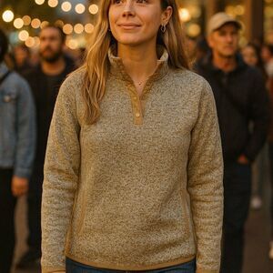 Thread + Supply Snap Neck Marled Fleece Pullover Small